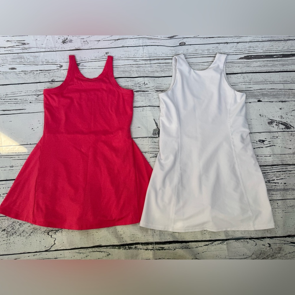 Lot Of 2 Old Navy Active Girls Powerpress Athletic Skort Dress Coral White 10-12